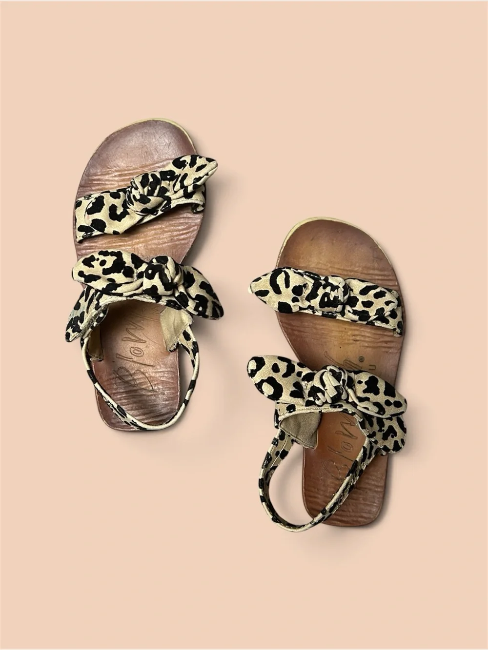 Girls Blowfish Leopard Print Bow Sandals Size 10T